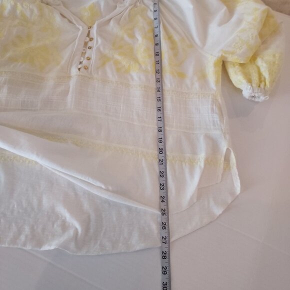 Free People Persuasion Embroidered Peasant White & Yellow Top Size Small - Picture 3 of 9
